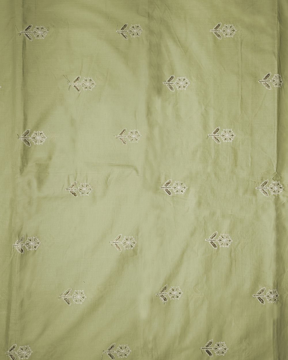 Cambric Cotton with Thread Work Light Pista Colour 40 Inches Width