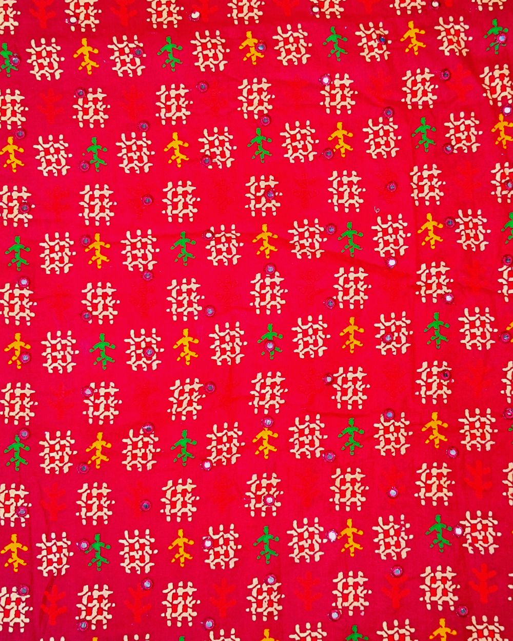 Cotton Abla Work Red Colour 42 Inches Width
