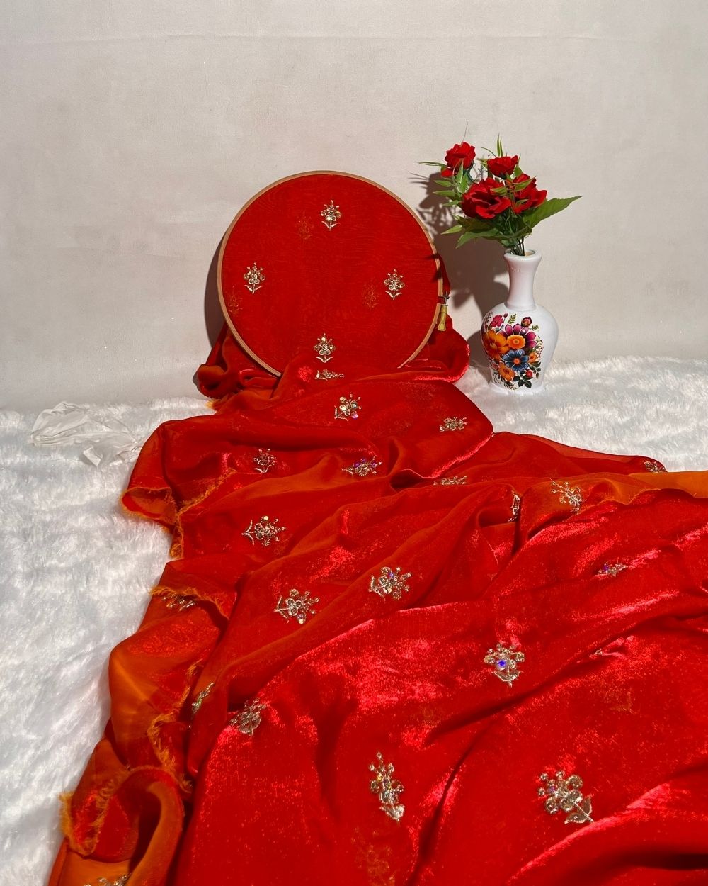 Space Silk Work Burnt Orange Colour 48 Inches Width