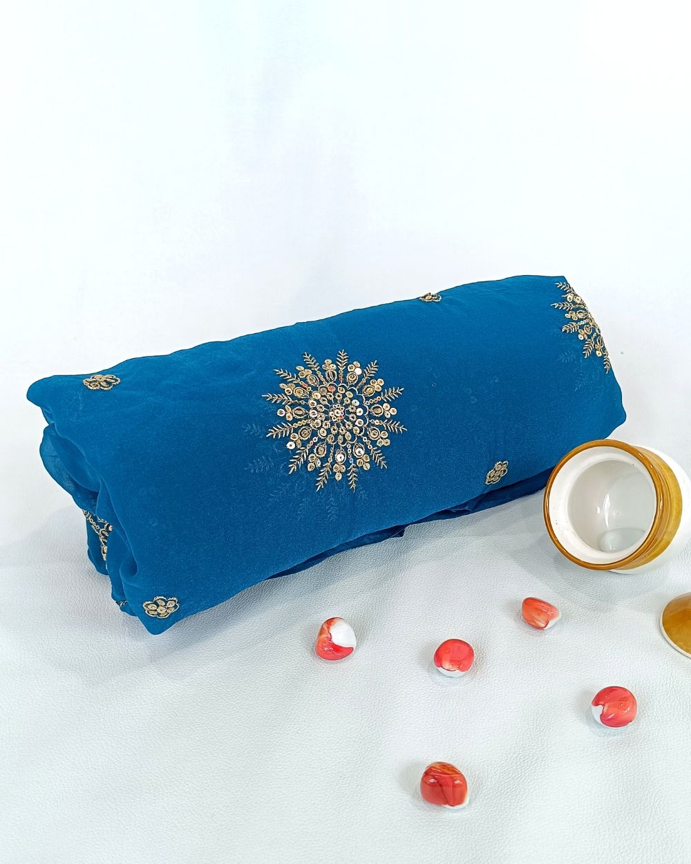 Premium Georgette Work Kerosene Colour 48 Inches Width