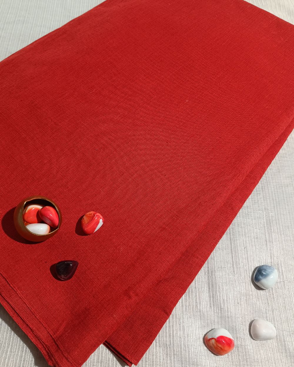 Plain Khadi Cotton Fabric Red Colour 45 Inches Width