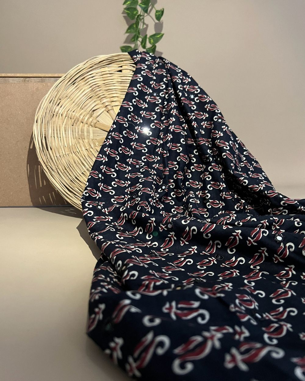Cotton Abla Work Black Colour 44 Inches Width