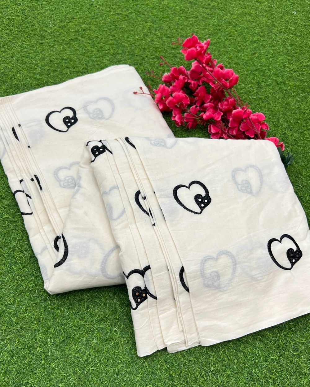 Kora Cotton Work Black Colour 45 Inches Width