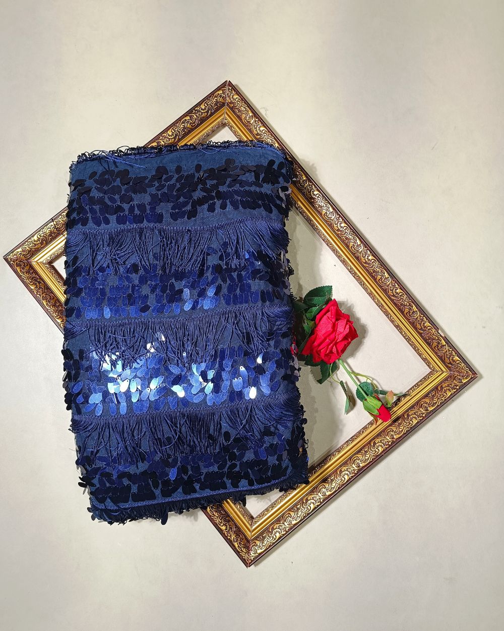 Imported Net Work Navy Blue Colour 62 Inches Width