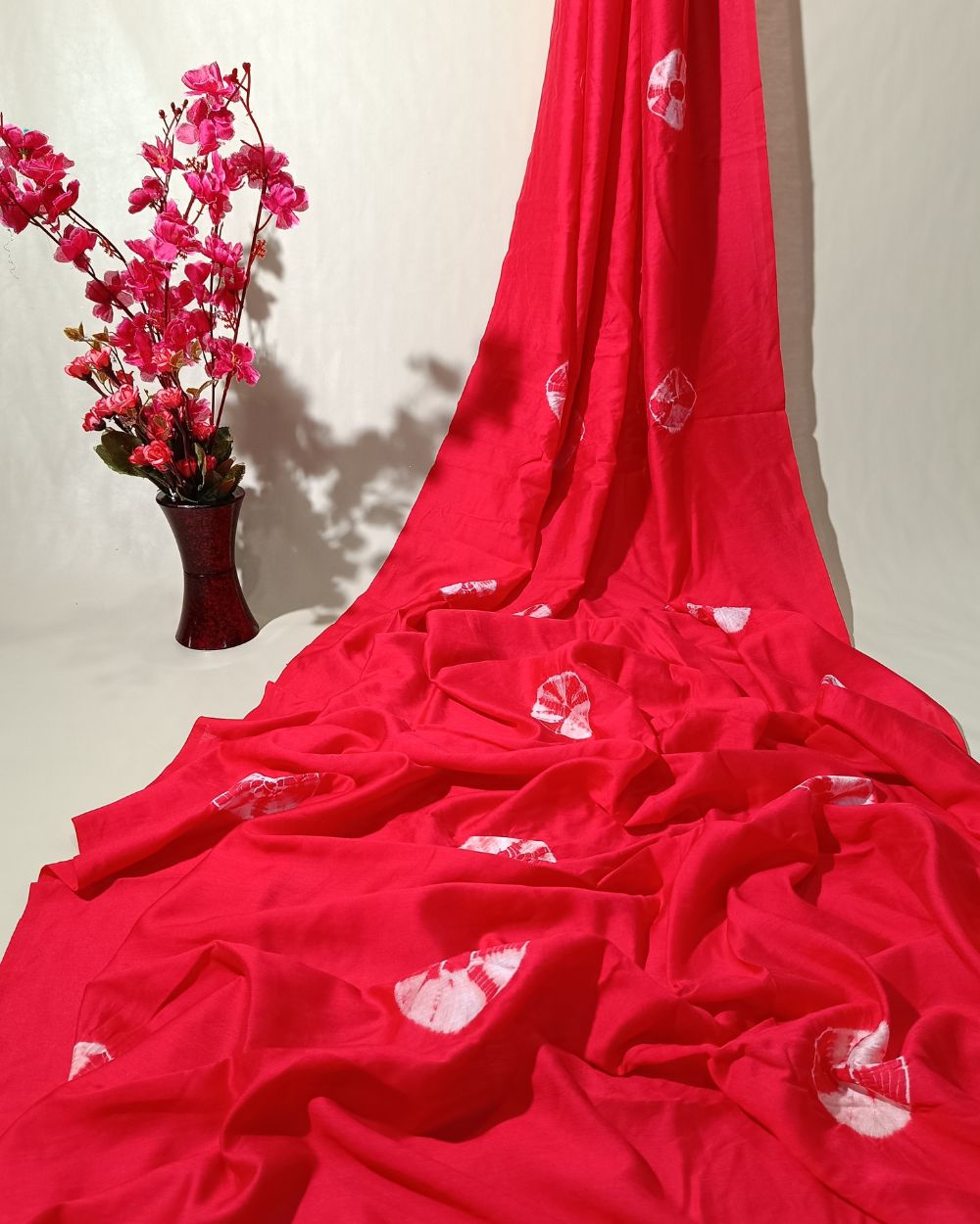 Chanderi Cotton with Shibori Print Red Colour 46 Inches Width