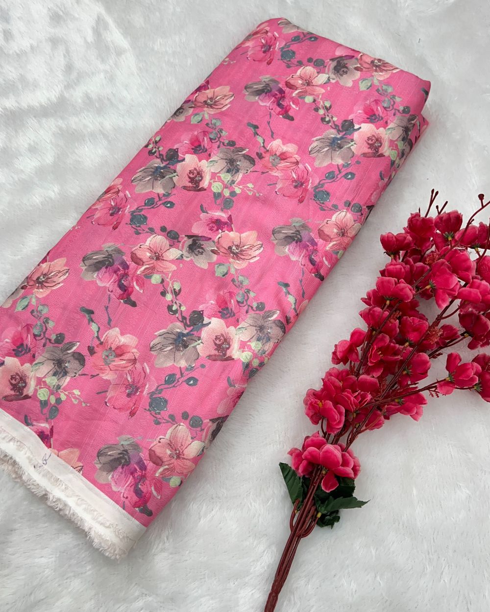 Printed Mix Cotton Pink Colour 45 Inches Width