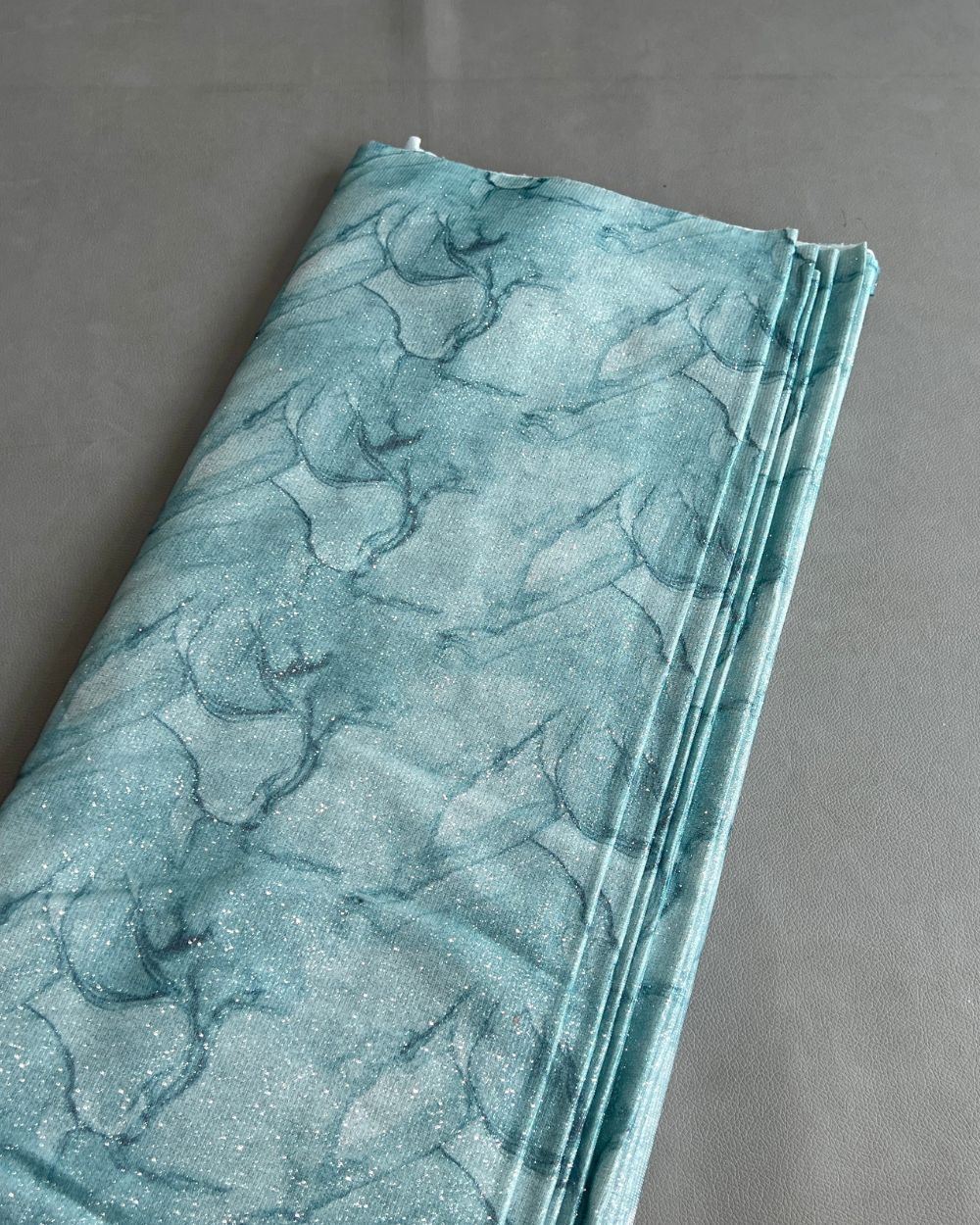 Imported Digital Printed Sparkle Sky Blue Colour 55 Inches Width