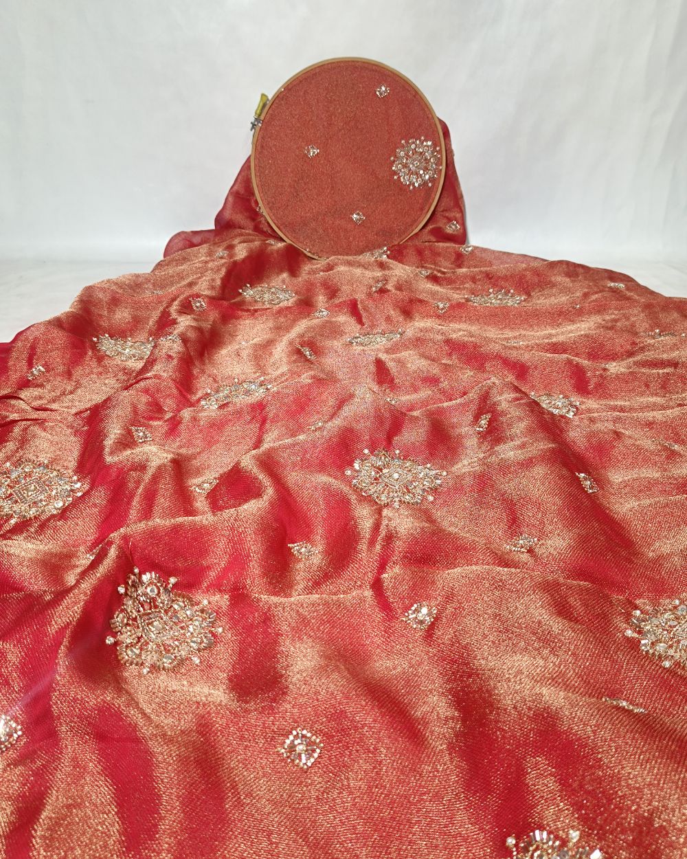 Premium Burberry Silk Work Rust Orange Colour 44 Inches Width