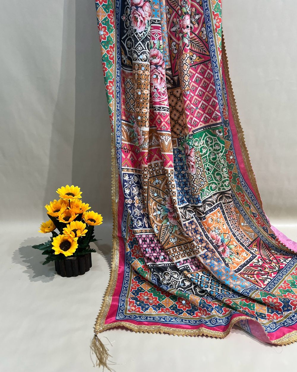 Chinnon Abla Work Dupatta Multicolor 42 Inches Width