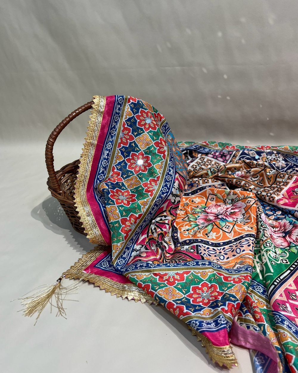 Chinnon Abla Work Dupatta Multicolor 42 Inches Width