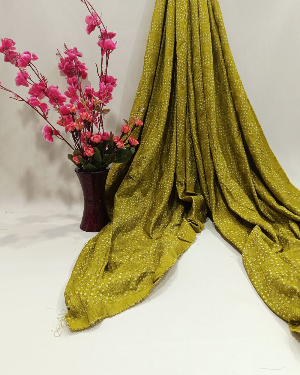 Jacquard Dola Silk Olive Green Colour 44 Inches Width