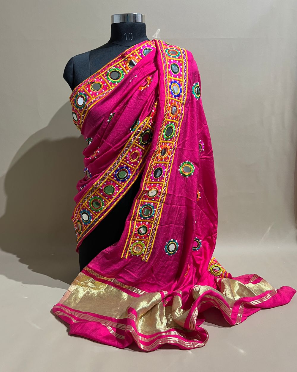 Abla Work Dupatta Cotton Silk Pink Colour 42 Inches Width