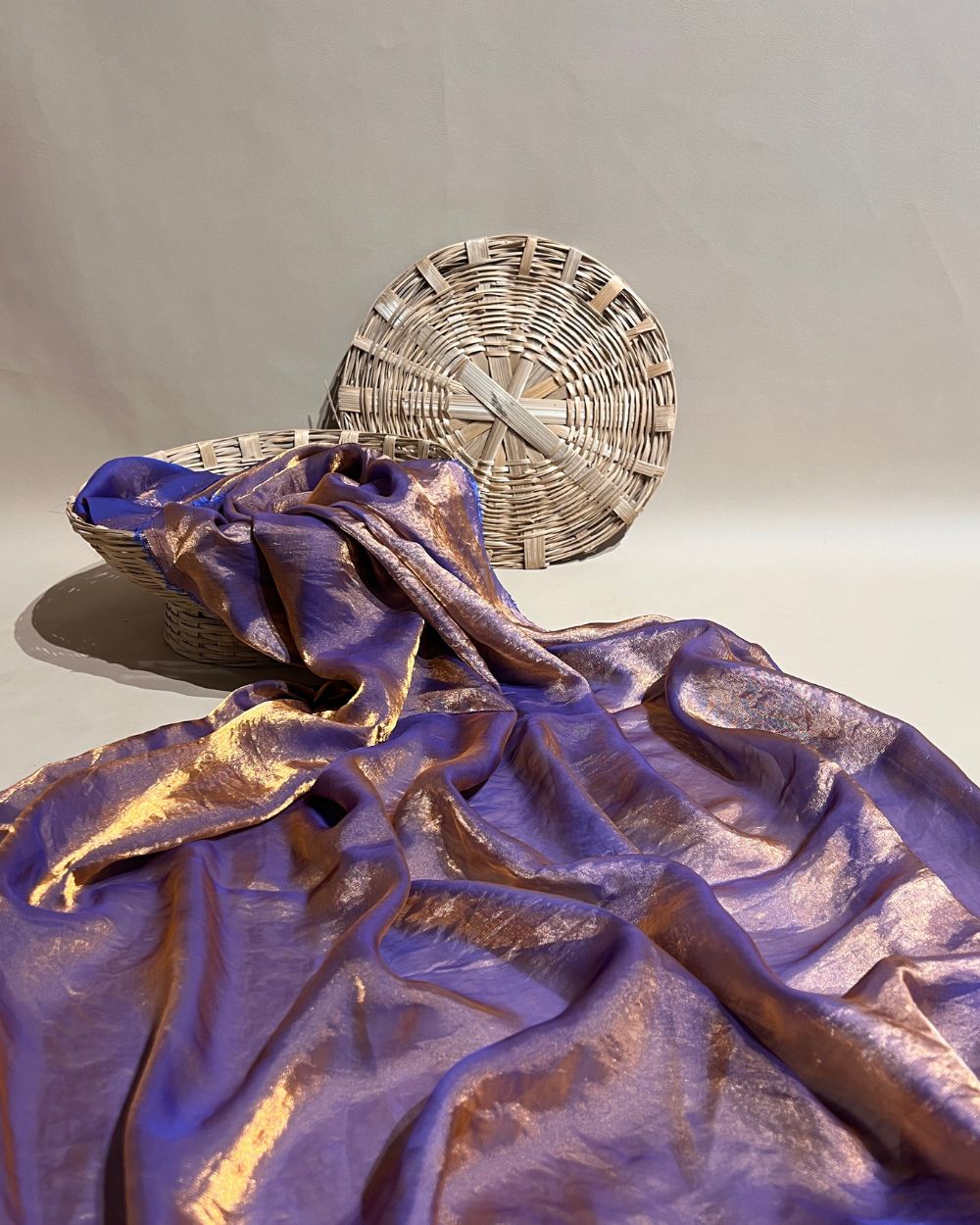 Plain Space Silk (Fendy Satin) Copper Lavender Colour 45 Inches Width