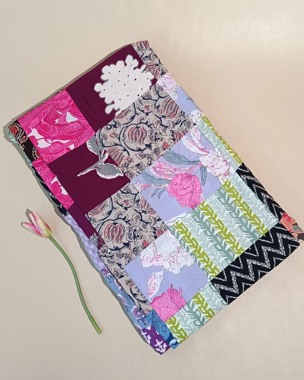 Printed Cotton  Patchwork Quilt Multicolor 42 Inches Width