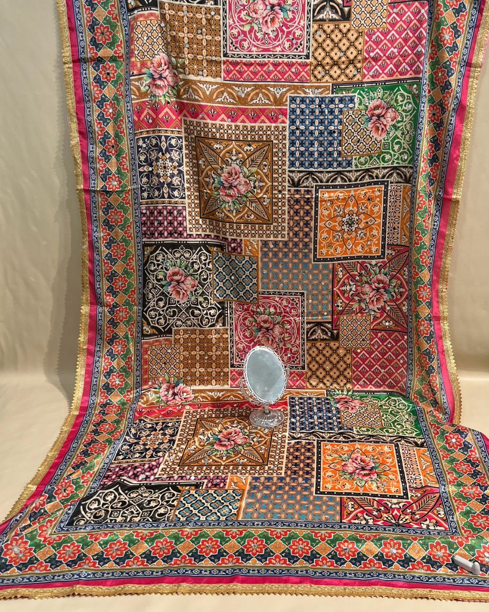 Chinnon Abla Work Dupatta Multicolor 42 Inches Width