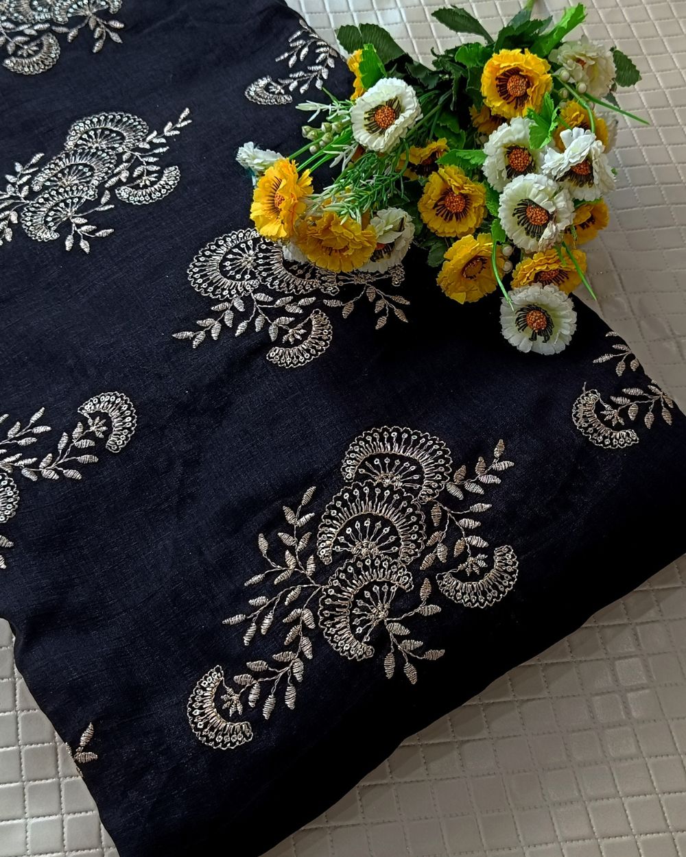 Jute Work Black Colour 42 Inches Width