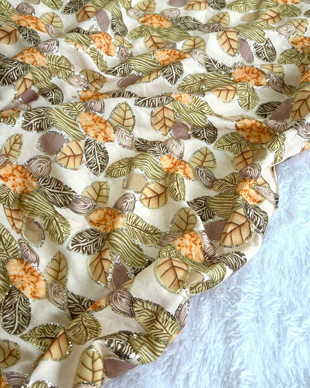 Mix Cotton Work Light Golden Colour 40 Inches Width