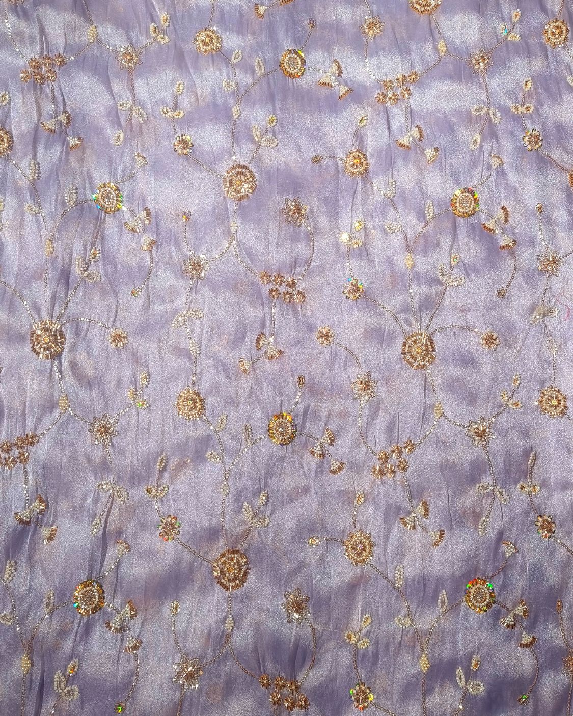 Shimmer Silk Work Lavender Colour 42 Inches Width