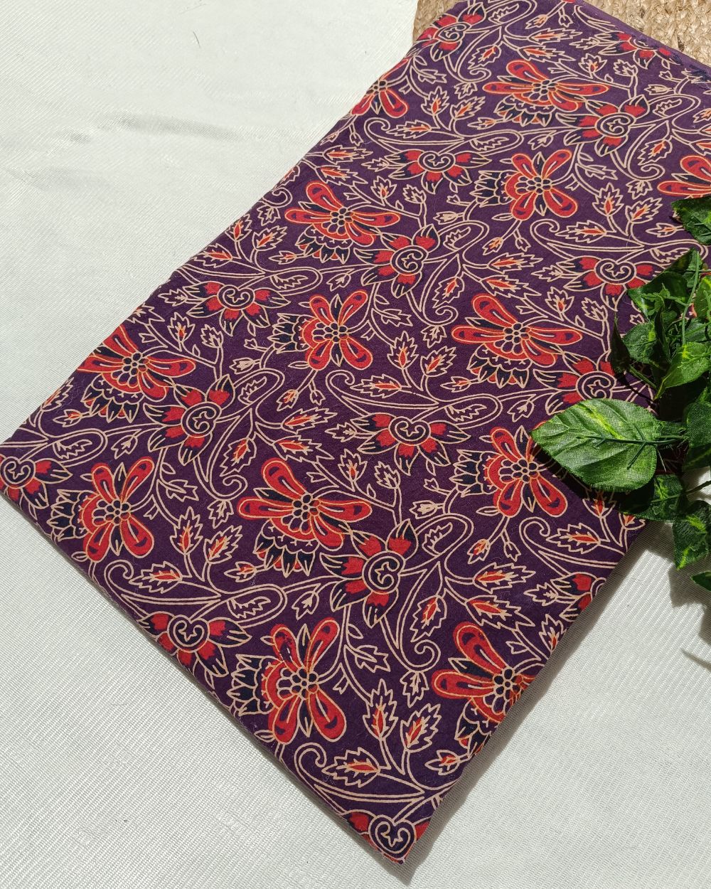 Ajrakh Cotton Natural Dye Block Printed Pastel Purple Colour 42 Inches Width