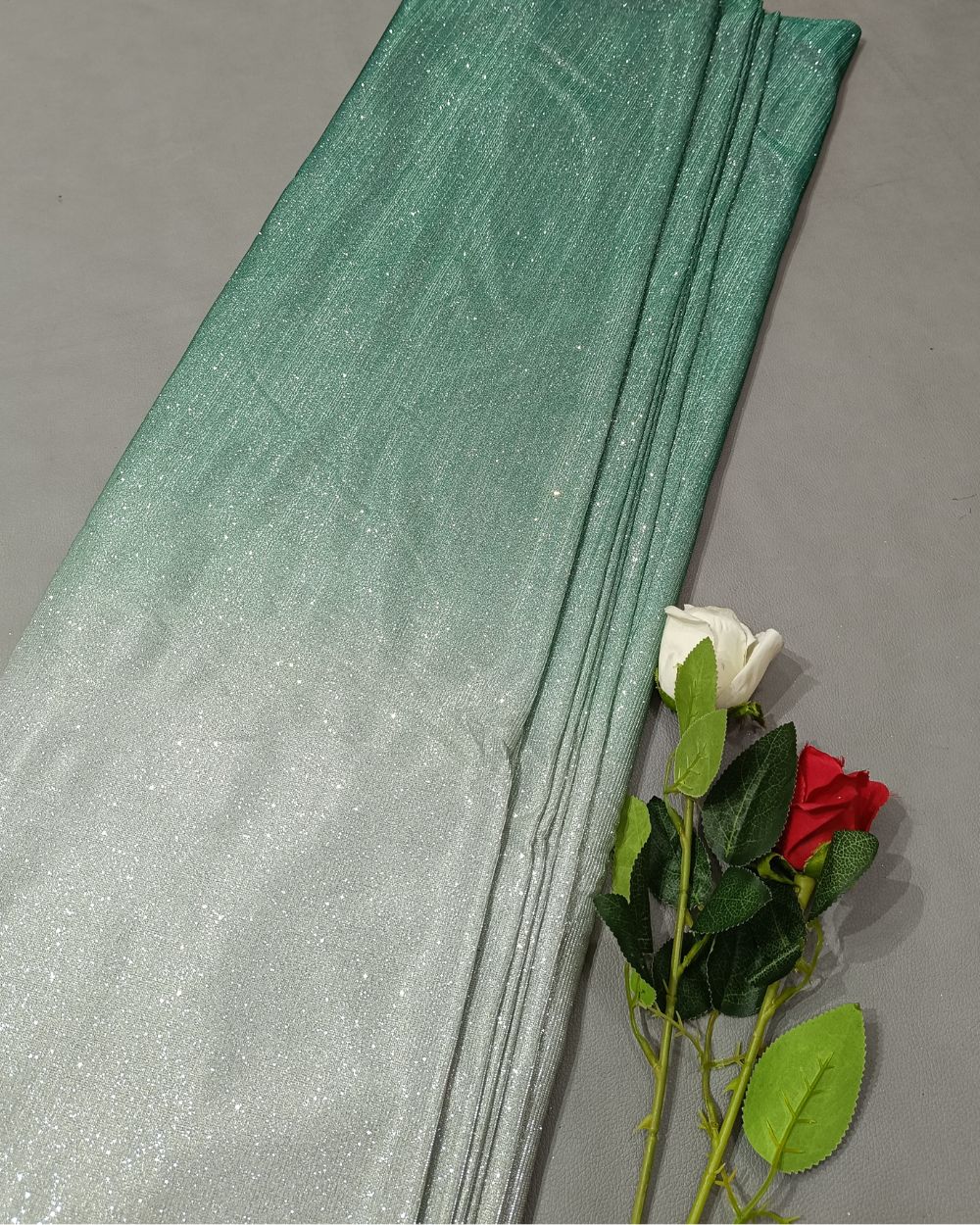 Imported Sparkle Dual Tone Shaded (Grey & Pista) Colour 55 Inches Width