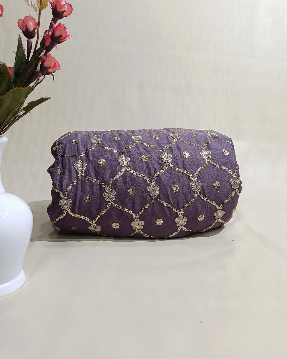 Premium Georgette Work Pastel Grape Colour 44 Inches Width