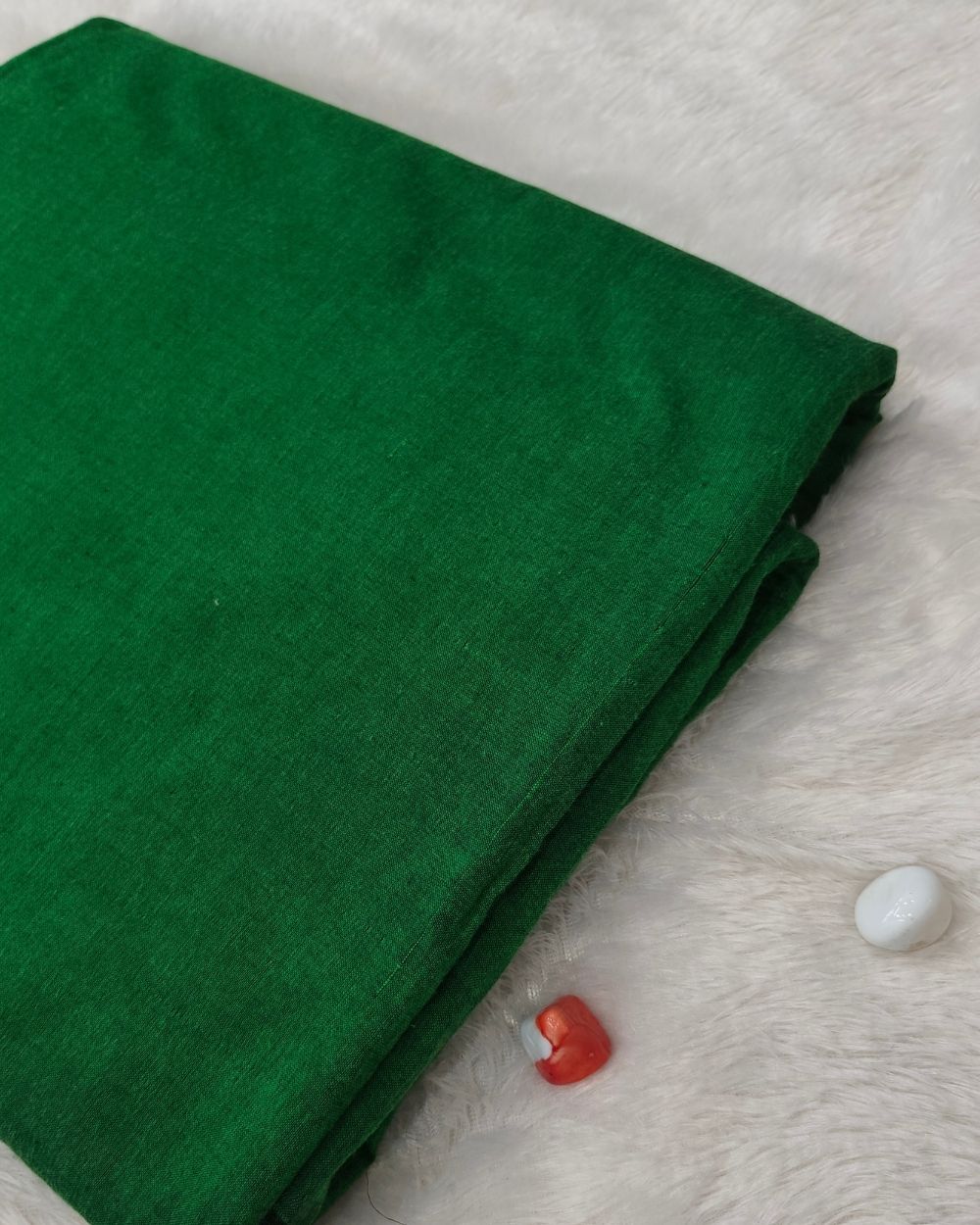 Plain Khadi Cotton Fabric Forest Green Colour 45 Inches Width