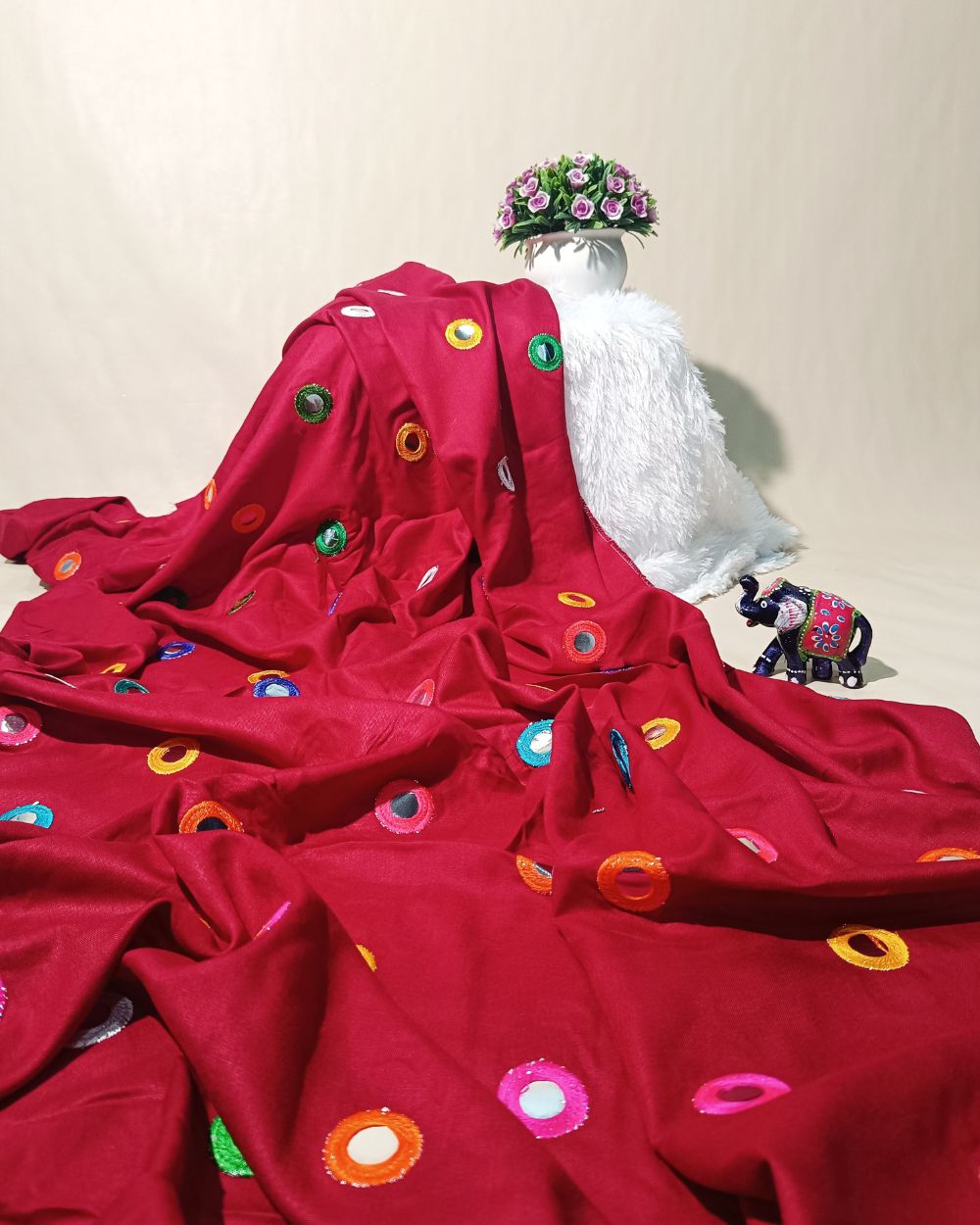Rayon Abla Work Maroon Colour 44 inches width