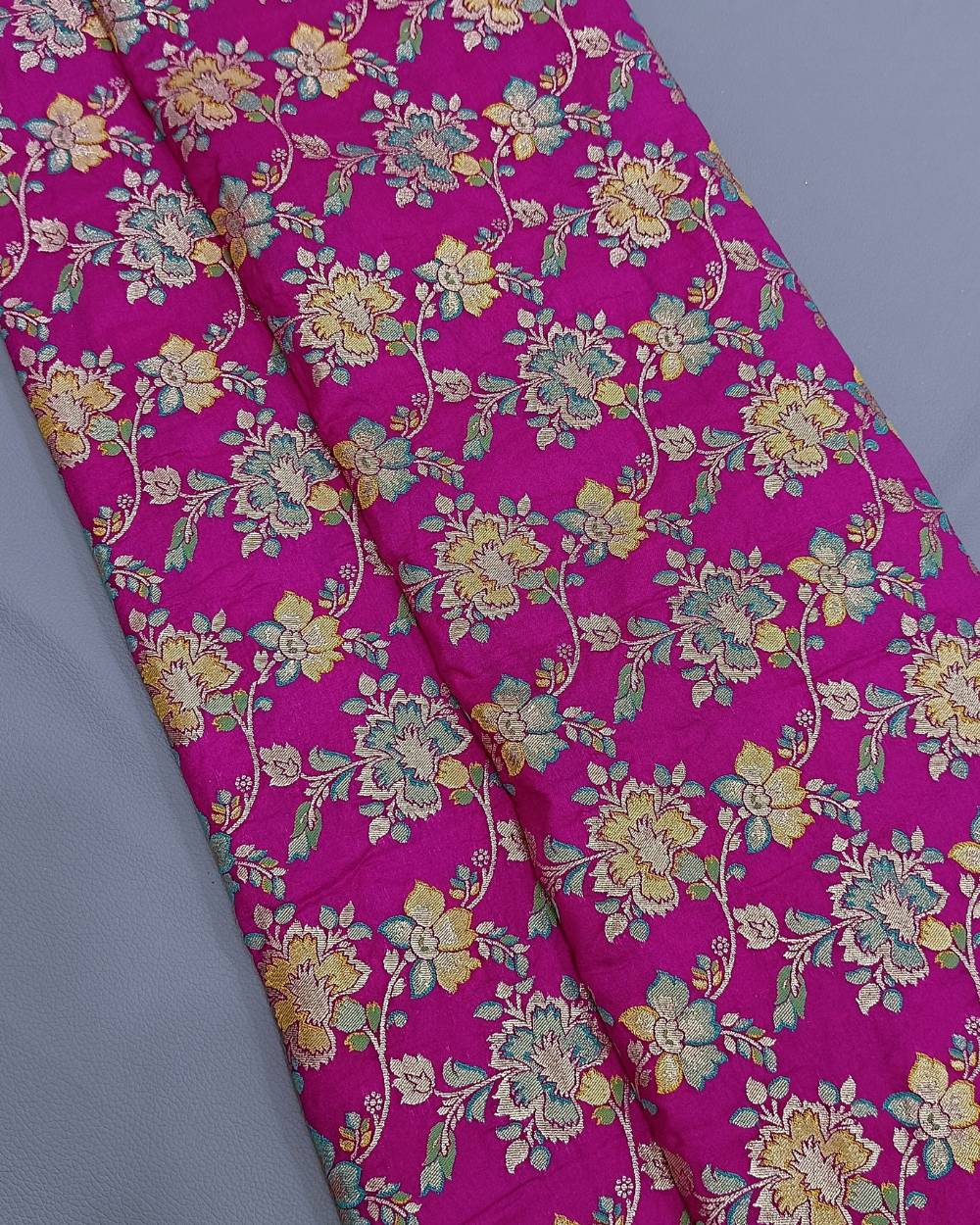 Chanderi Work with Border Rani Pink Colour 45 Inches Width