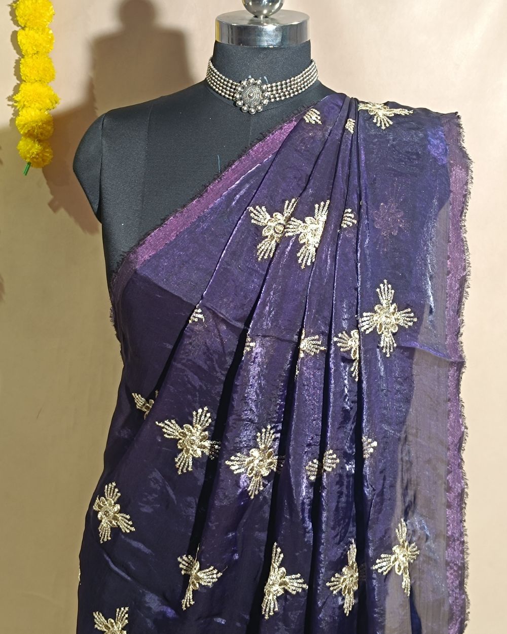 Space Silk Work Dark Purple Colour 42 Inches Width
