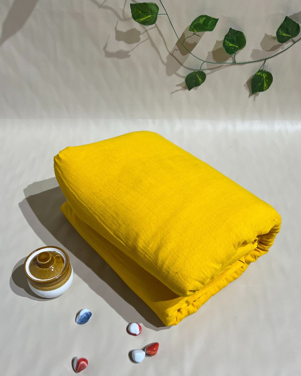 Plain Kora Cotton Turmeric Yellow Colour 42 Inches Width