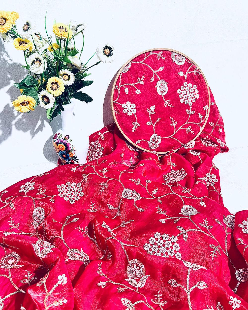 Space Silk Work Raspberry Pink Colour 45 Inches Width