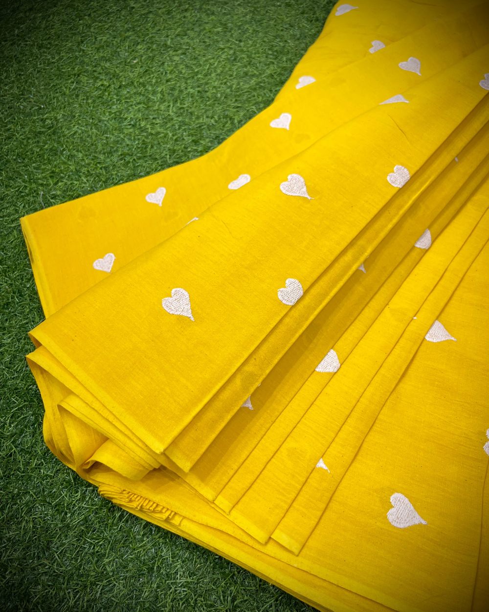 Kora Cotton Work Yellow Colour 42 Inches Width