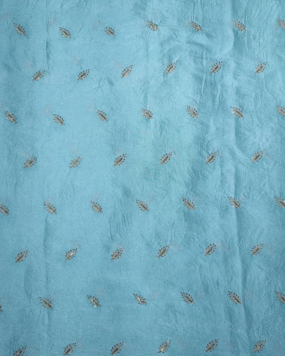 Rangoli Crush Silk Work Sky Blue Colour 44 Inches Width
