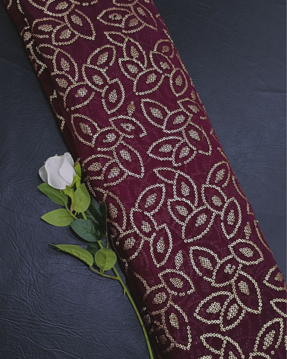 Georgette Work Maroon Colour 44 Inches Width