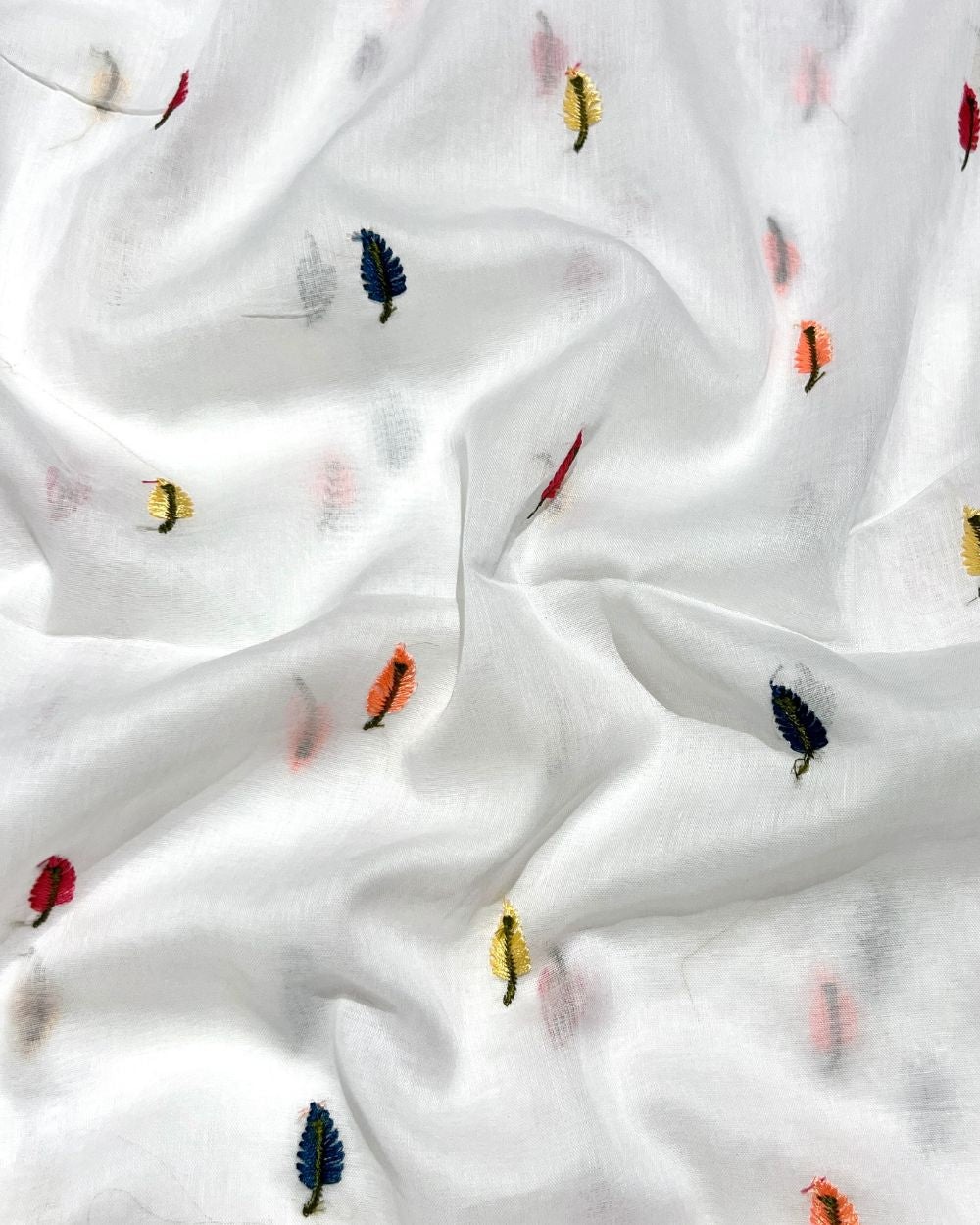 Mal Cotton with Thread Work White Colour 42 Inches Width