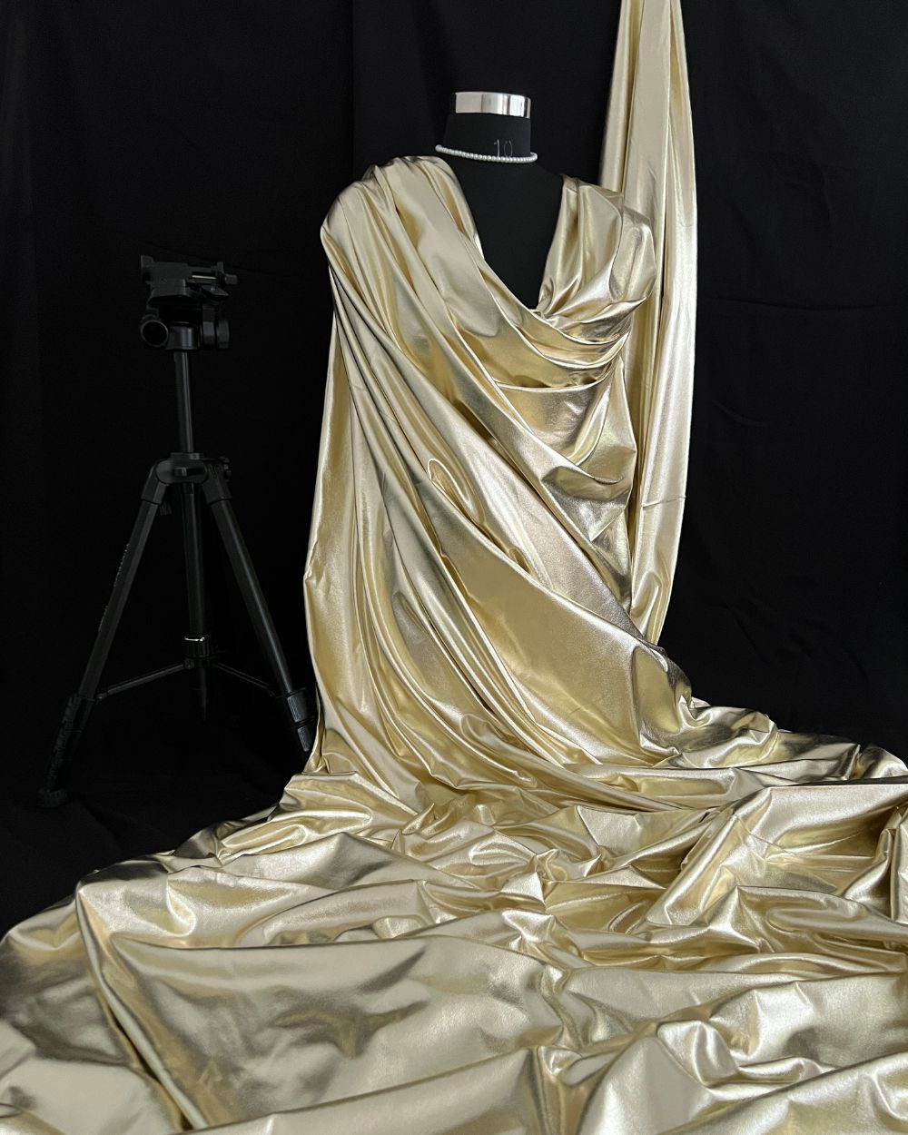 Imported Metallic Foil All Over Shine Light Golden Colour 60 Inches Width