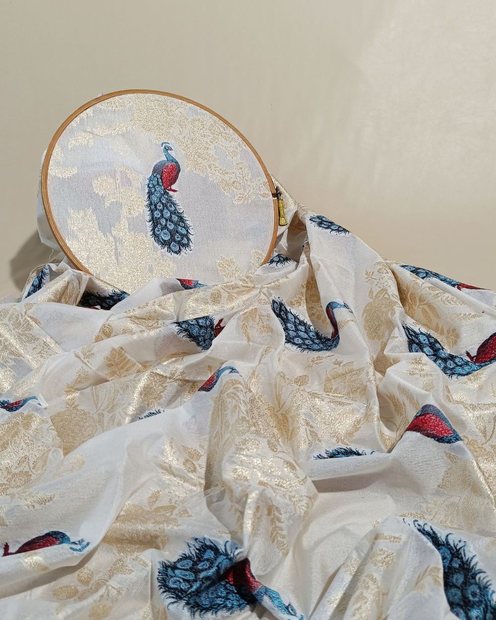 Jacquard Banarasi White Colour 42 Inches Width