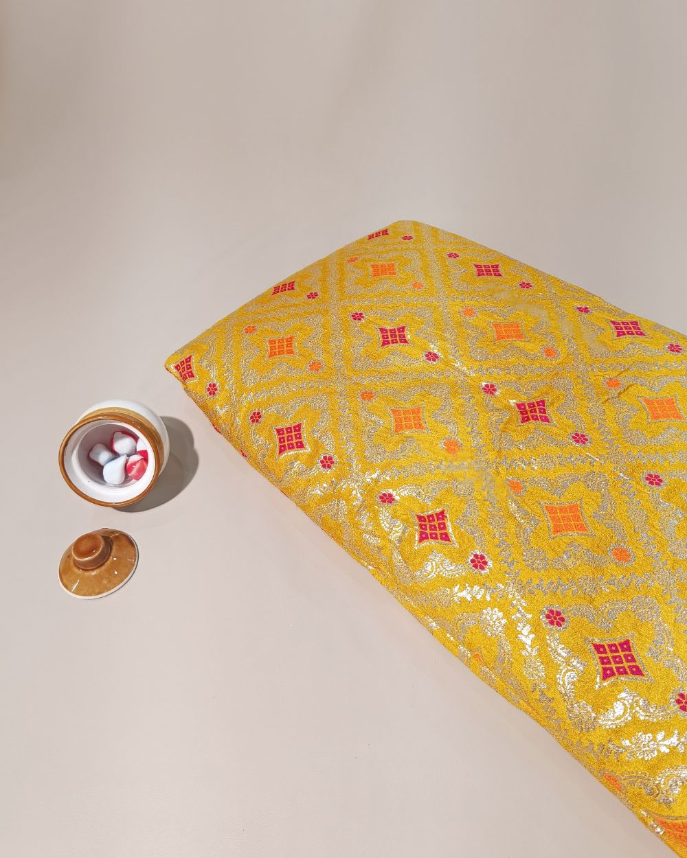 Jacquard Brocade Yellow Colour 42 Inches Width