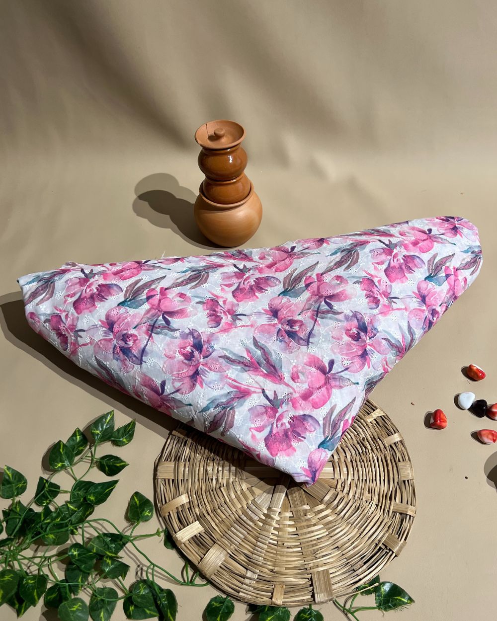 Printed Hakoba Cotton Pink Colour 42 Inches Width