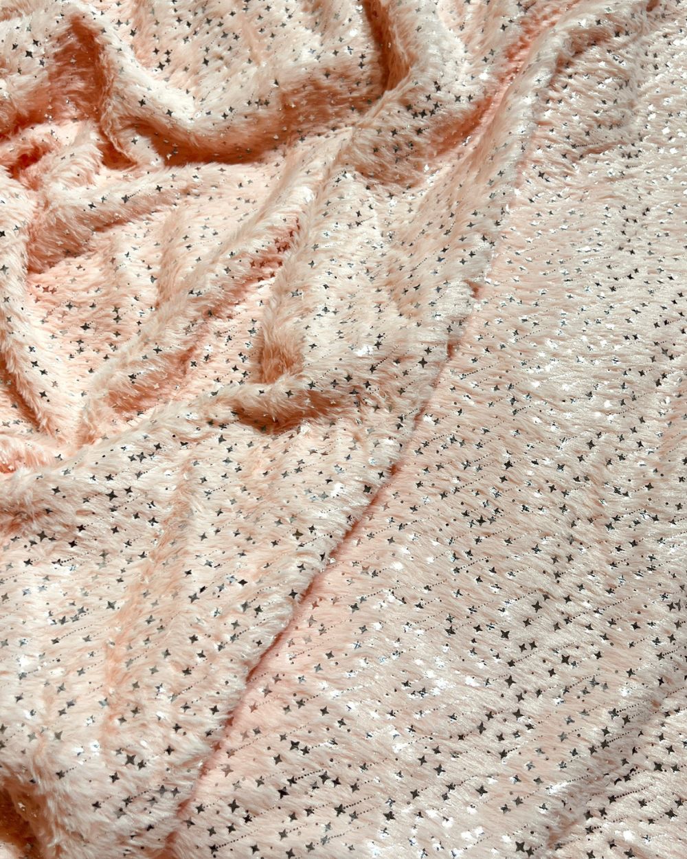 Imported Printed Foil Fur Peach Colour 60 Inches Width