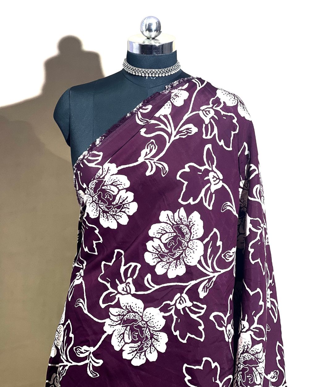 Printed Muslin (Foil) Dark Purple Colour 44 Inches Width