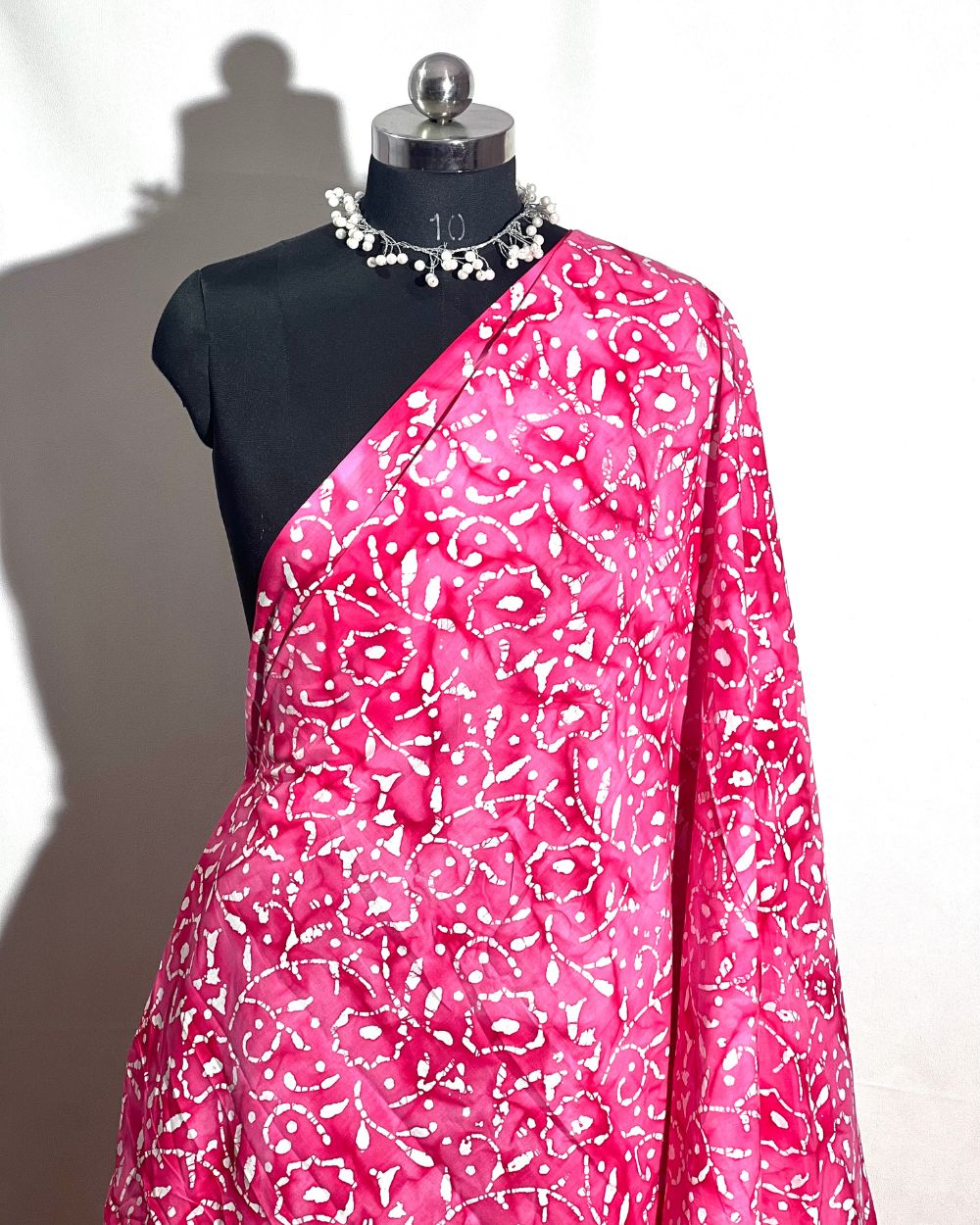 Cotton Hand Blocked Wax Batik Print Rani Pink Colour 46 Inches Width