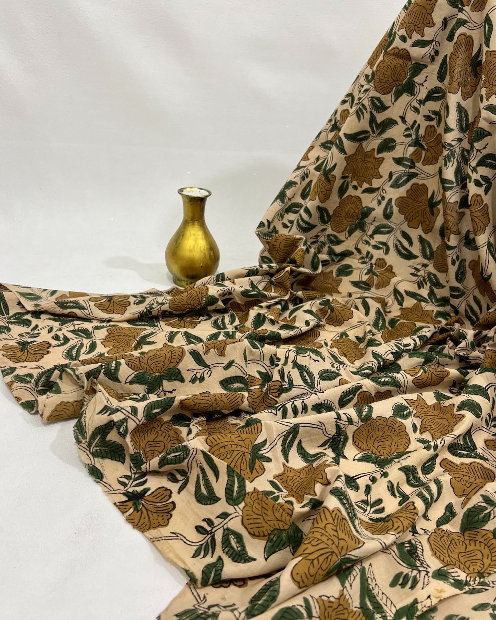 Bagru Hand Block Printed Cotton Beige Colour 45 Inches Width