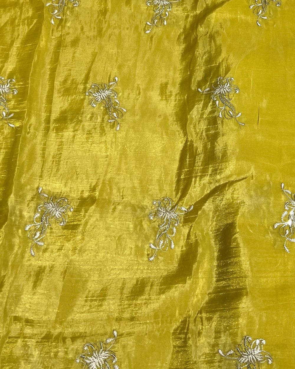 Gold Crush Work Yellow Colour 44 Inches Width