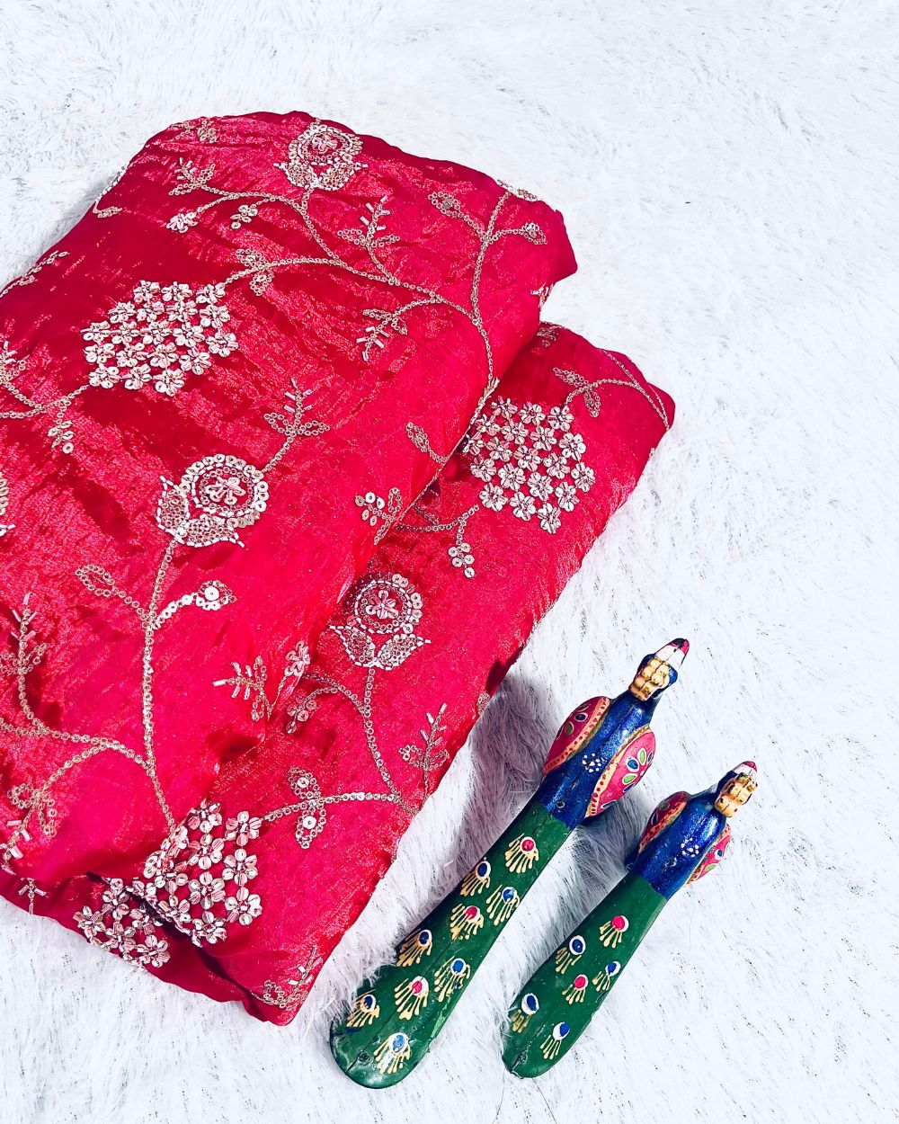 Space Silk Work Raspberry Pink Colour 45 Inches Width