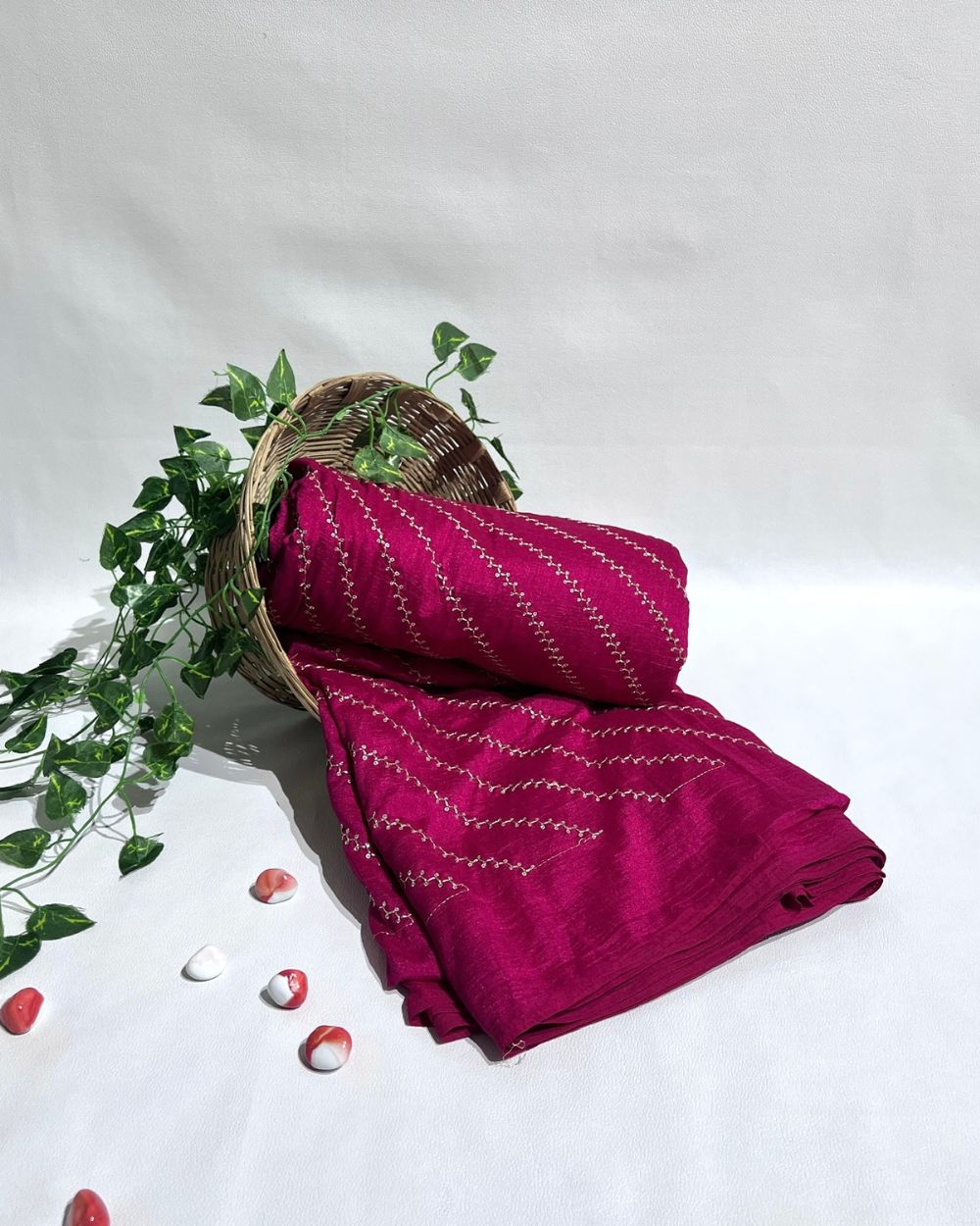 Vichitra Silk Work Rani Pink Colour 44 Inches Width