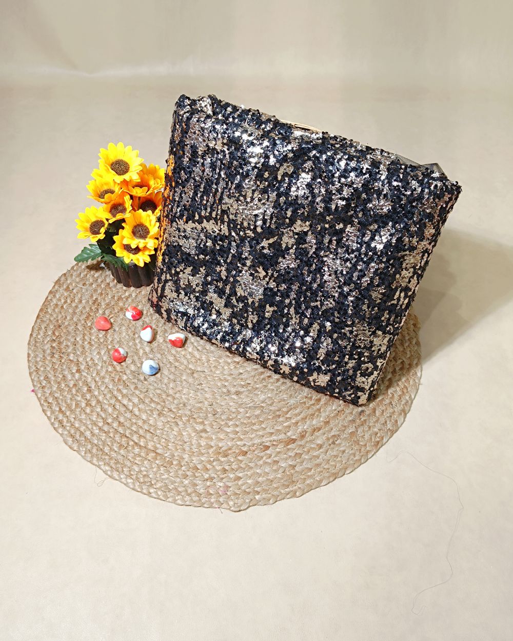 Net Sequins Work Black Colour 44 Inches Width