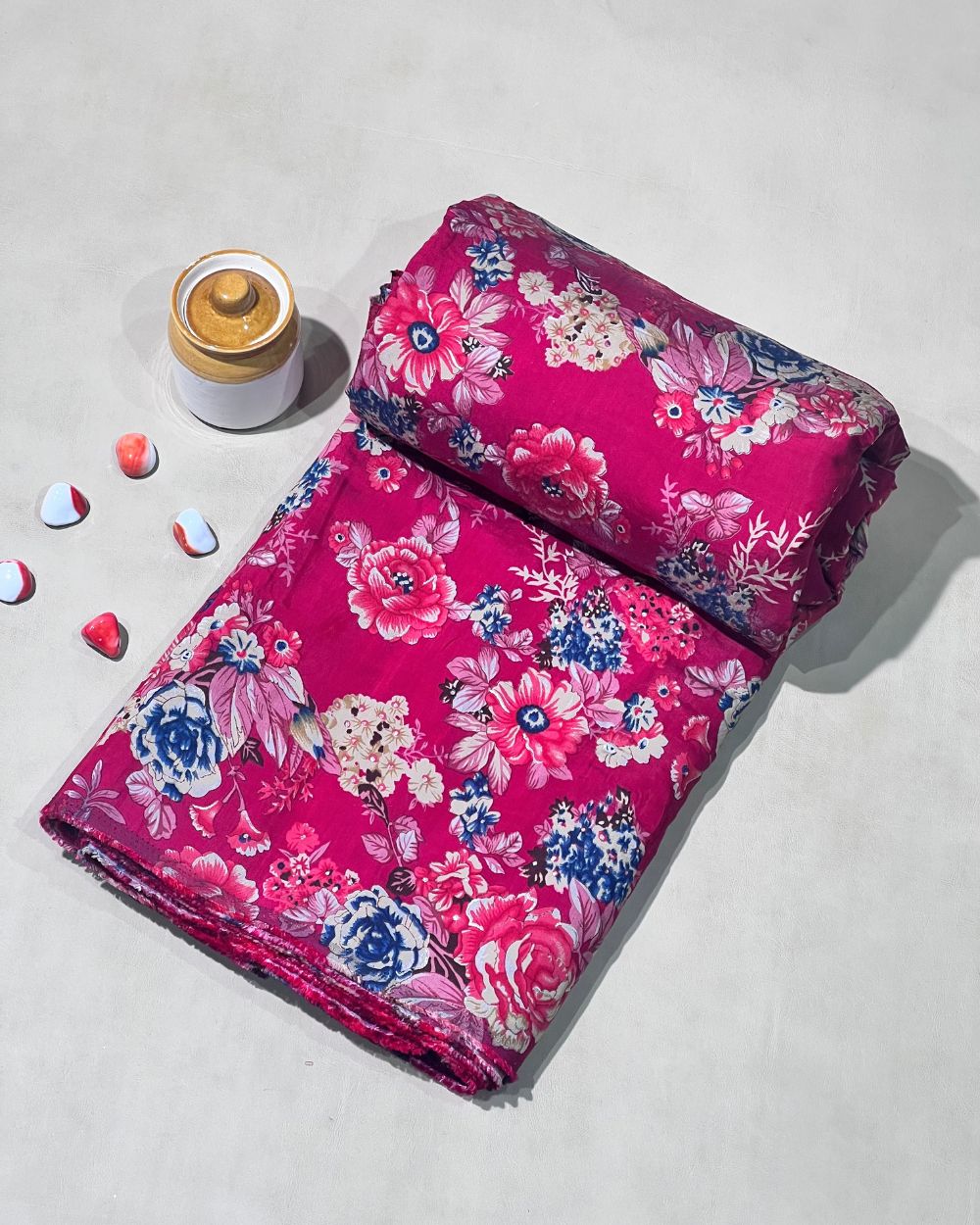 Printed Muslin (Foil) Pink Colour 44 Inches Width