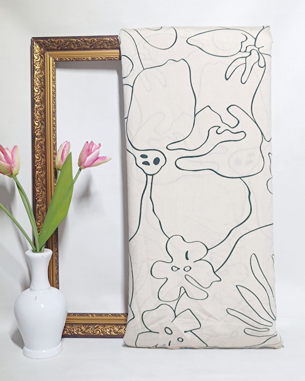 Printed Muslin Bottle Green Colour 60 Inches Width