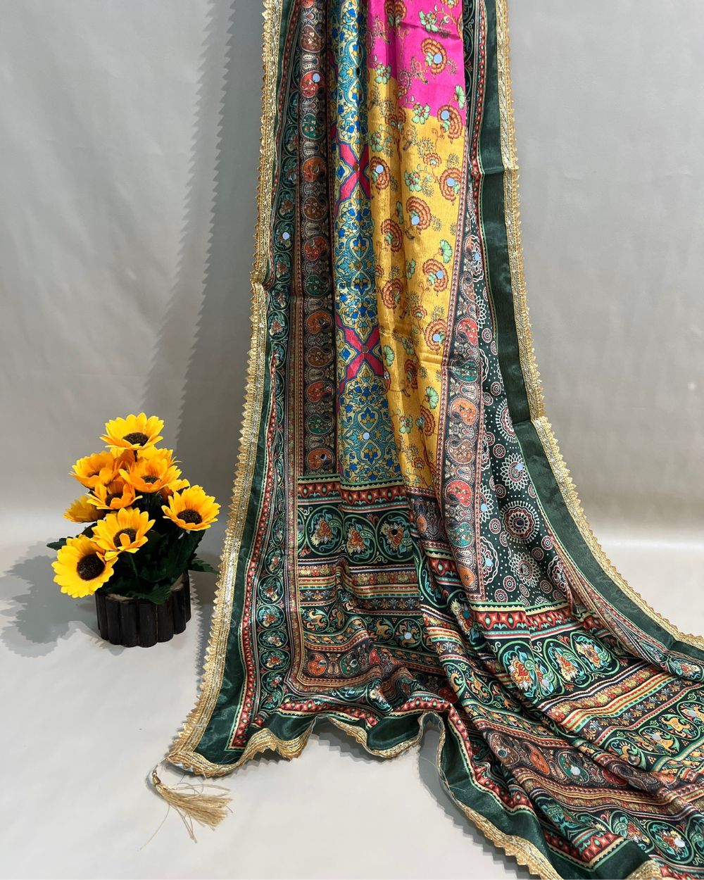 Chinnon Abla Work Dupatta Multicolor 42 Inches Width